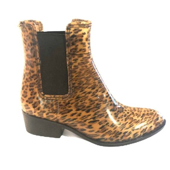 Jeffrey Campbell Women's Brown Black Leopard Waterproof Havana Rain Boots Size 6 - Picture 4 of 8